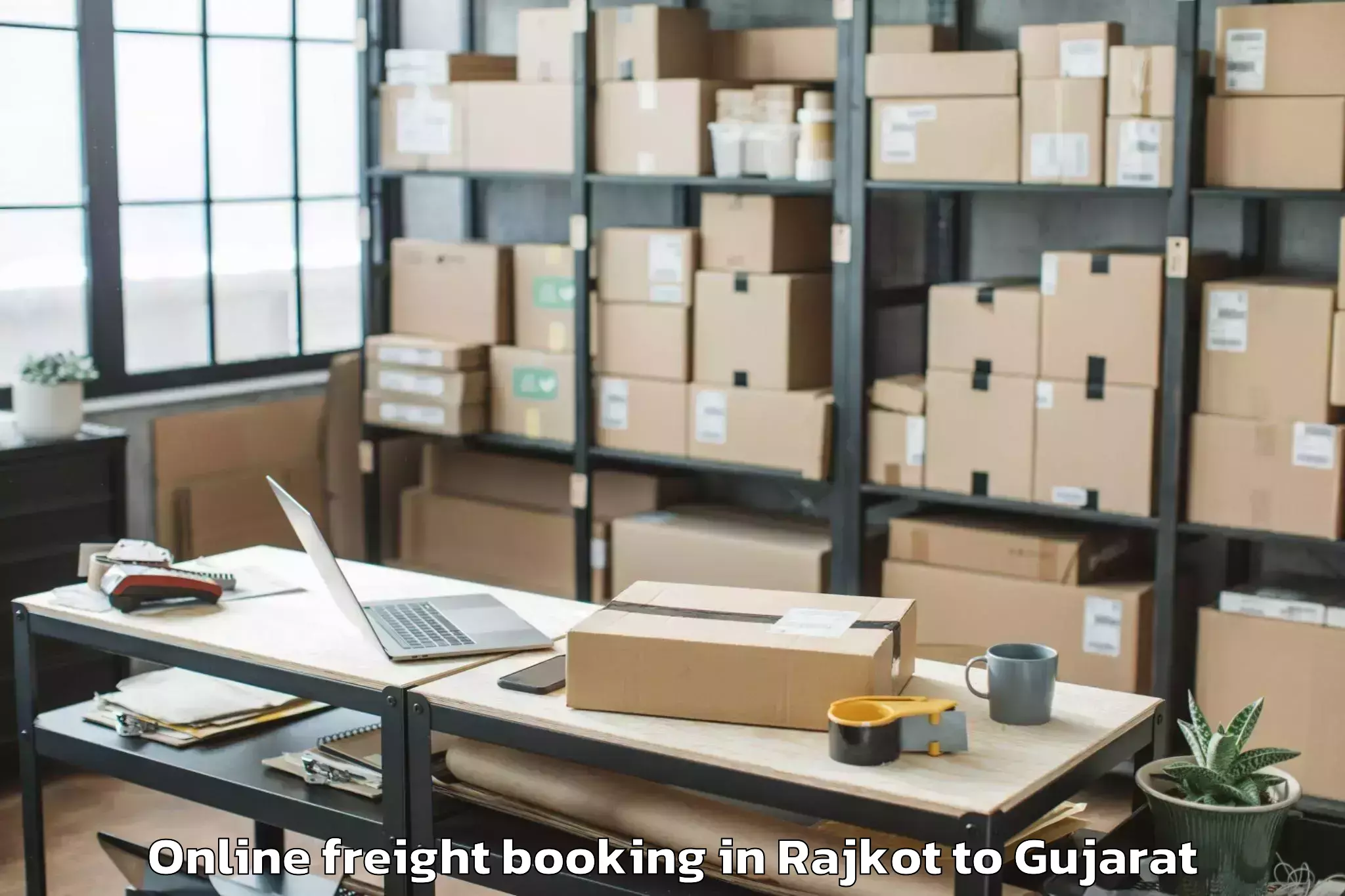 Affordable Rajkot to Bhesan Online Freight Booking